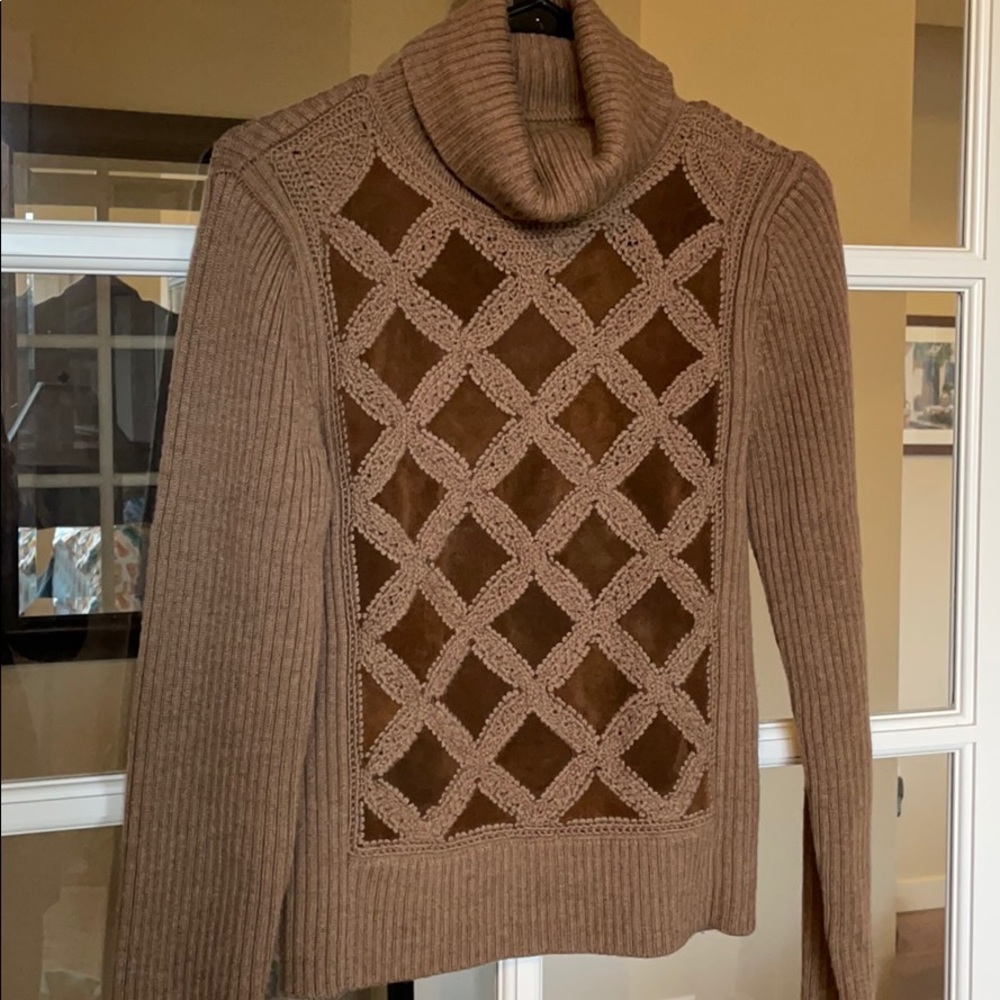 Vintage Banana Republic Merino Wool and Suede Sweater. S.